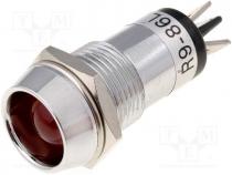 Indicator  LED, recessed, 24VDC, Cutout  Ø14.2mm, IP40, brass