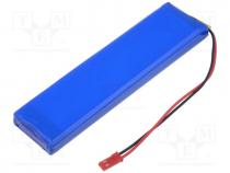 Rechargeable battery  Li-Po, 3.7V, 7400mAh, Leads  cables