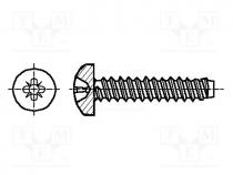 Screw, for metal, 2,9x9,5, Head  cheese head, Pozidriv, steel, zinc