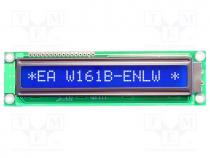 Display  LCD, alphanumeric, STN Negative, 16x1, blue, LED, 122x33mm