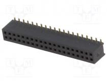Socket, pin strips, female, PIN 40, straight, 1.27mm, SMT, 2x20