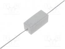 Resistor  wire-wound ceramic case, THT, 1, 5W, 5%, 9.5x9.5x22mm