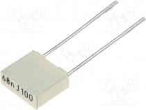 Capacitor  polyester, 68nF, 100V, Pitch 5mm, 10%, 2.5x6.5x7.2mm