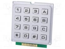 Keypad  metal, Number of keys  16, LED, metal, 200m, 1.2N, 20mA