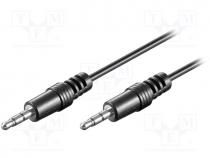 Cable, Jack 3.5mm 3pin plug, both sides, 1.5m, Wire dia 4mm