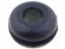 Grommet, Panel cutout diam 7.9mm, Hole dia 4.7mm, rubber, black