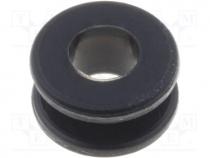 Grommet, Panel cutout diam 4.5mm, Hole dia 3.5mm, rubber, black