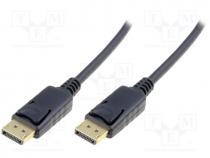 Cable, DispalyPort 1.1a, DisplayPort plug, both sides, 5m, black