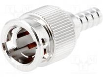 Plug, Mini BNC, male, straight, 75, RG735A, crimped, for cable