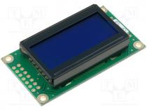 Display  LCD, alphanumeric, STN Negative, 8x2, blue, LED, PIN 14