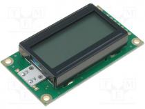 Display  LCD, alphanumeric, FSTN Positive, 8x2, yellow, LED, PIN 14