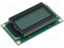 Display  LCD, alphanumeric, STN Positive, 8x2, gray, LED, PIN 14