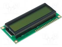 Display  LCD, alphanumeric, STN Positive, 16x2, green, LED, PIN 16