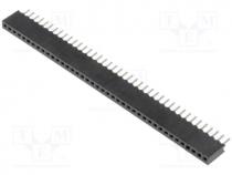 Socket, pin strips, female, PIN 40, straight, 1.27mm, THT, 1x40