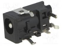 Socket, DC supply, male, 4/1,7mm, 4mm, 1.7mm, with on/off switch