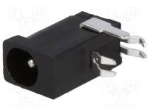 Socket, DC supply, male, 3,4/1,3mm, 3.4mm, 1.3mm, on PCBs, THT, 6VDC