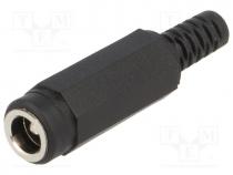Plug, DC supply, male, 5,5/2,1mm, 5.5mm, 2.1mm, with strain relief