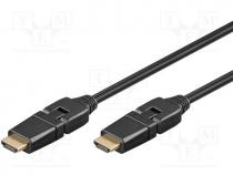Cable, HDMI 1.4, HDMI plug, HDMI plug movable 90, both sides