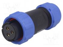 SP21, plug, female, PIN  3, IP68, 7÷12mm, screw terminal, for cable