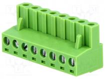 Pluggable terminal block, Colour  green, Mat  PA66, Locking  latch