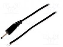 Cable, wires, DC 0,7/2,35 plug, straight, 0.5mm2, black, 1.5m