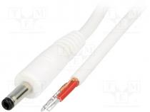 Cable, wires, DC 4,0/1,7 plug, straight, Sony, 1mm2, white, 1.5m