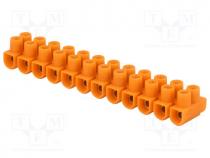 Terminal block, Colour  orange, Mat  polyetylene, screw terminal
