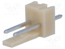 Socket, wire-board, male, NS25, 2.54mm, PIN  2, THT, 250V, 3A, tinned