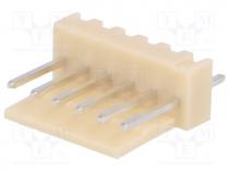 Socket, wire-board, male, NS25, 2.54mm, PIN  6, THT, 250V, 3A, tinned