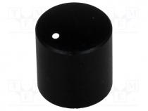 Knob, with pointer, aluminium, thermoplastic, Shaft d 6mm, black