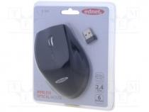 Optical mouse, wireless, black, Number of keys 6, 1600dpi
