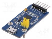 Module  USB, 3.3÷5.5VDC, IC  CP2102, Interface  UART