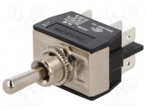 Switch  toggle, 1-position, DP3T, (ON)-OFF-(ON), 16A/250VAC, 100m