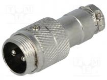 Plug, microphone, male, PIN 2, for cable, straight