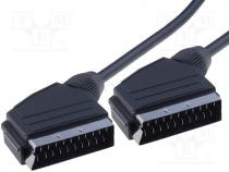 Cable, SCART plug, both sides, 3m, black