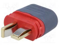Plug, DC supply, AM-1015, male, PIN 2, for cable, soldered, 50A