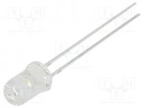 LED, 5mm, white cold, 5800-7000(typ)-8400mcd, 30, Front  convex