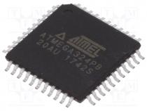 AVR microcontroller, EEPROM 1kB, SRAM 2kB, Flash 32kB, TQFP44