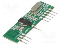 Module  RF, AM receiver, ASK, OOK, 433.92MHz, -108dBm, 2.2÷5.2VDC