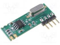Module  RF, AM receiver, ASK, OOK, 433.92MHz, -108dBm, 2.1÷3.6VDC
