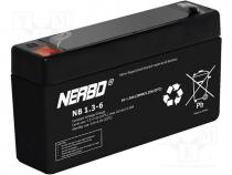 Re-battery  acid-lead, 6V, 1.3Ah, maintenance-free, AGM