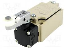 Limit switch, lever R 31,5mm, plastic roller Ø17,5mm, NO + NC