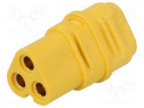 Plug, DC supply, MT30, female, PIN  3, for cable, soldered, 15A, 500V