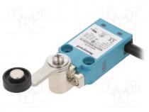 Limit switch, lever R 40mm, plastic roller Ø18mm, 5A, max30mVDC