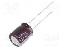 Capacitor  electrolytic, low impedance, THT, 3.3uF, 160VDC, 20%
