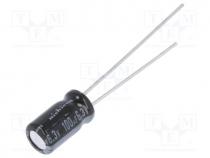 Capacitor  electrolytic, THT, 100uF, 6.3VDC, Ø5x9mm, Pitch 2mm