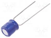 Capacitor  electrolytic, THT, 220uF, 6.3VDC, Ø6.3x7mm, Pitch  5mm