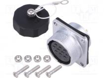 WS, socket, female, PIN  10, flange (4 holes),for panel mounting
