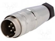 Connector  M16, plug, male, soldering, for cable, PIN  7, 5A, 300V