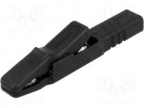 Crocodile clip, 25A, black, Grip capac  max.9.5mm, 1.5mm2